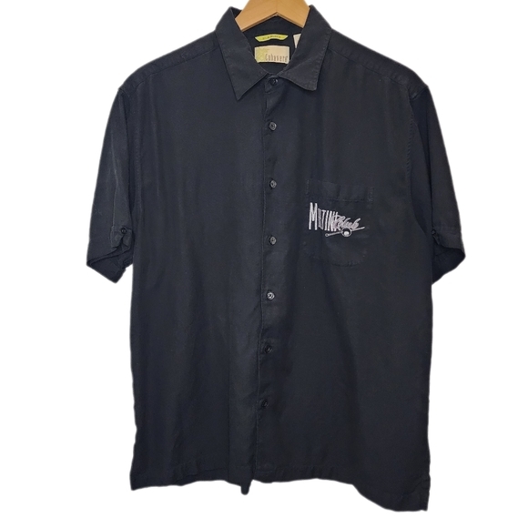 CUBAVERA Mens Black Martini Club Short Sleeve Collared Relaxed Fit Button Up- XL - Picture 2 of 10